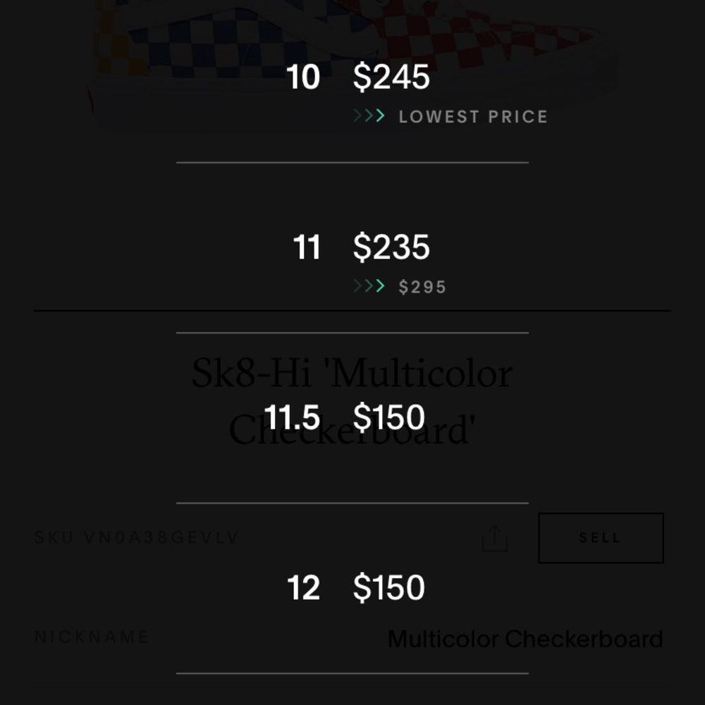 SOLD ❌ NEW Vans Sk8-hi Multicolor Checkerboard - Picture 7 of 8
